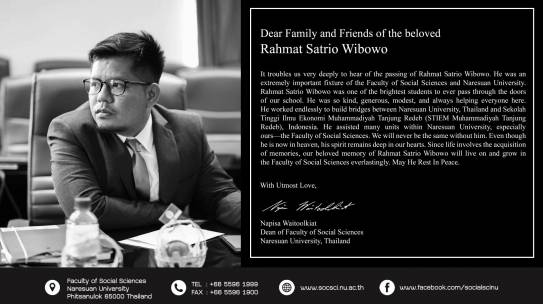 Dear Family and Friends of the beloved Rahmat Satrio Wibowo